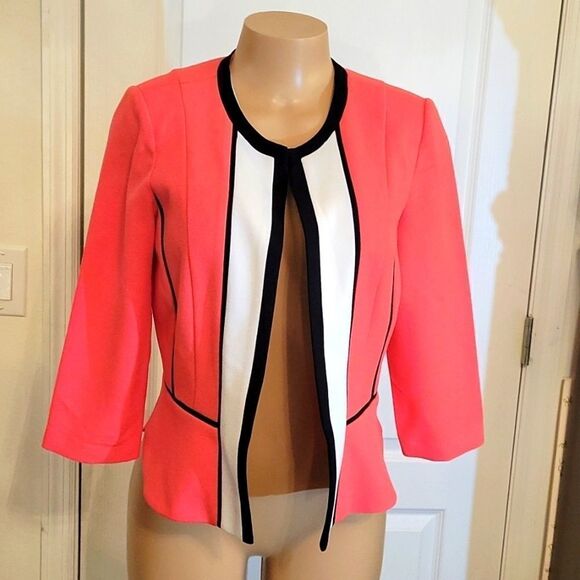 BRAND NEW SANDRA DARREN COLORBLOCK JACKET DRESS SHOULDER PADS KNEE LENGTH - Picture 1 of 16